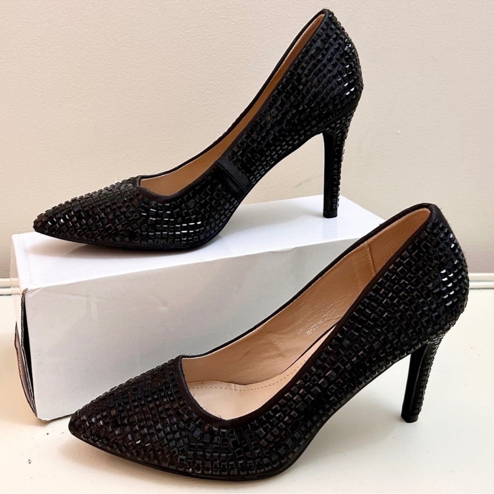 Lauren Lorraine Dazzle Black Shimmer Pumps Heels Size‎ 5.5 Special Occasion